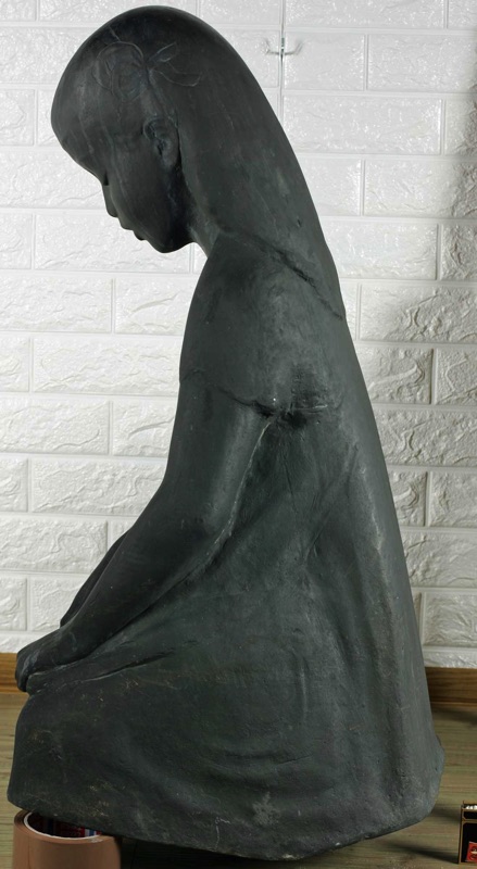 Günter Rossow Bronze Skulptur 80cm Mädchen mit Salamander
