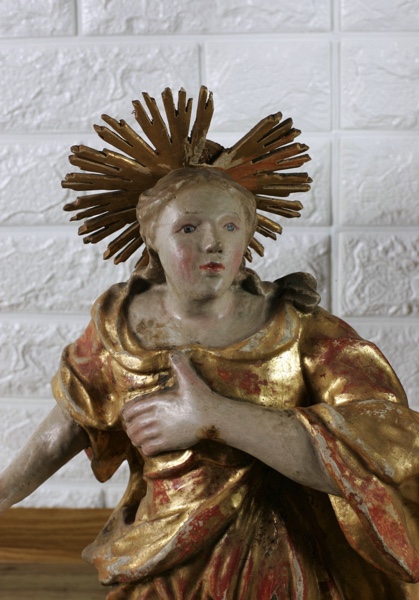 Holz Skulptur Maria Strahlenkranz Konsole