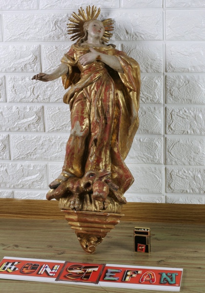 Holz Skulptur Maria Strahlenkranz Konsole
