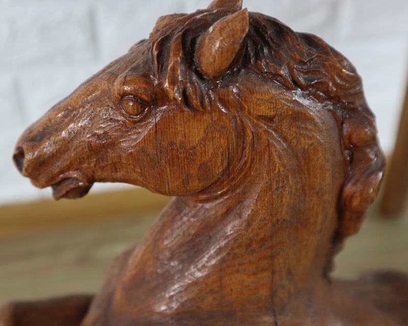 Jägerhannd Holzskulptur steigender Hengst Pferd
