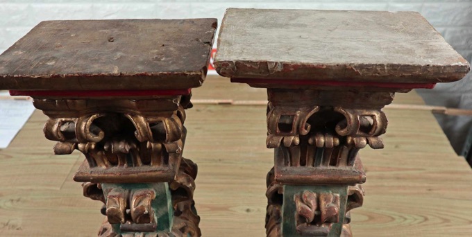 Paar Säulen antik Barock heilige