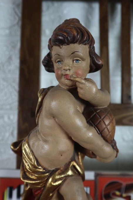 Putto Bienenkorb Holz Schnitzerei Oberammergau