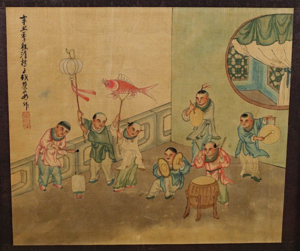 China Aquarell antik signiert Tusche Malerei Personen Umkreis Chien Hui An 钱慧安
