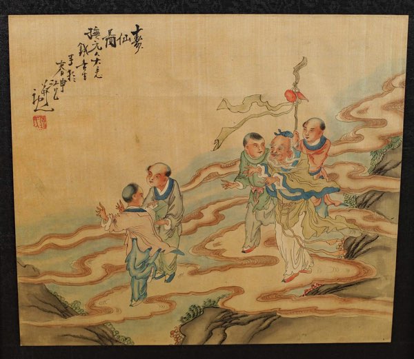 China Aquarell antik signiert Tusche Malerei Gottheit Umkreis Chien Hui An 钱慧安