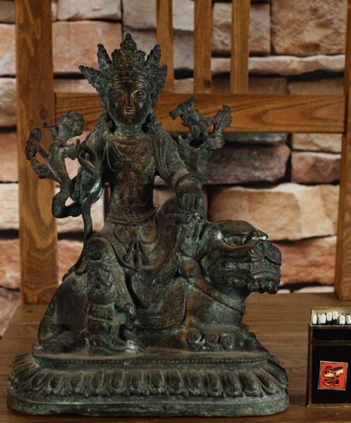 Asiatika Bronze Buddha Löwe Foo Hund China