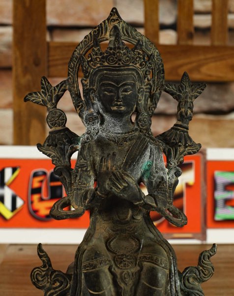Asiatika Bronze Buddha sitzende Gottheit