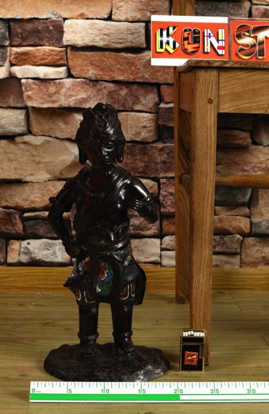 Cloisonne Bronze Figur Asiatika 6KG 40cm Tracht China Buddha Gottheit älter