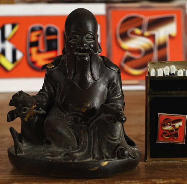 Asiatika Bronze Figur Gelehrter