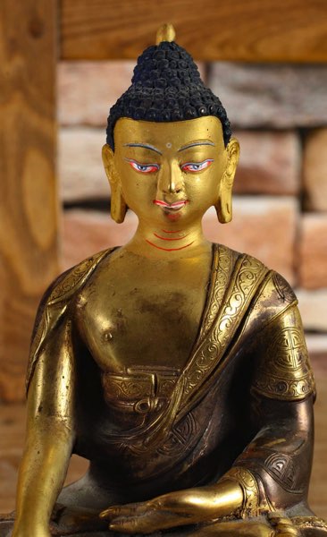 Asiatika Buddha Bronze farbig