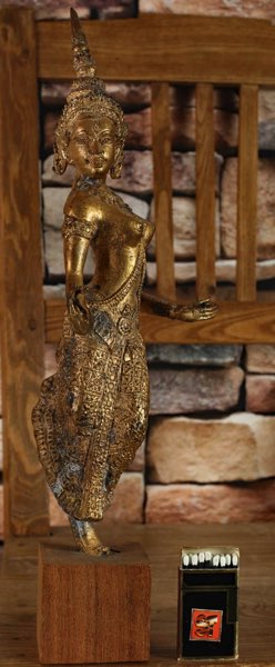 Tempeltänzerin Asiatika Bronze Skulptur Figur älter 40cm hoch 1,4KG Gottheit