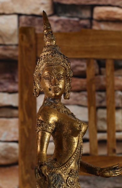 Asiatika Frau Gottheit Tempel Bronze