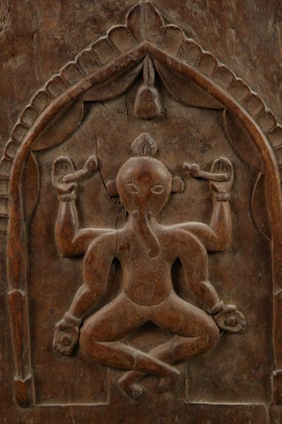 Asiatika Holzrelief antik Ganesha Indien