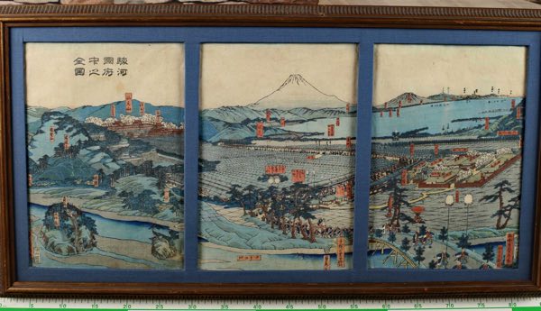 Asiatika Holzschnitt Japan Sadahide Shizuoka antik