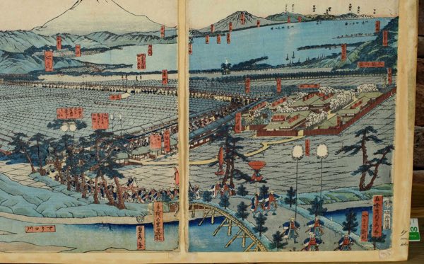 Asiatika Holzschnitt Japan Sadahide Shizuoka antik