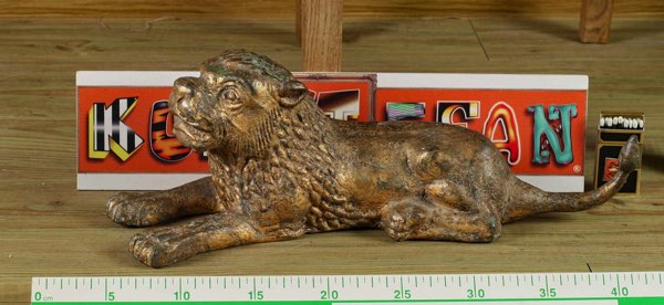Asiatika Löwe Bronze Skulptur Figur älter 40cm lang 3,3KG