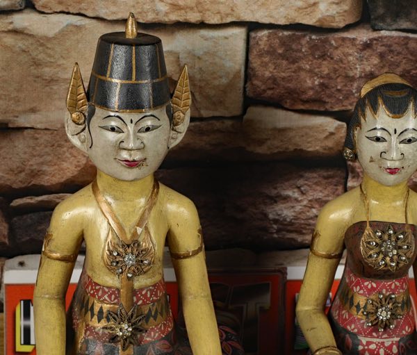 Asiatika Paar Holzfiguren Mann Frau Indonesien