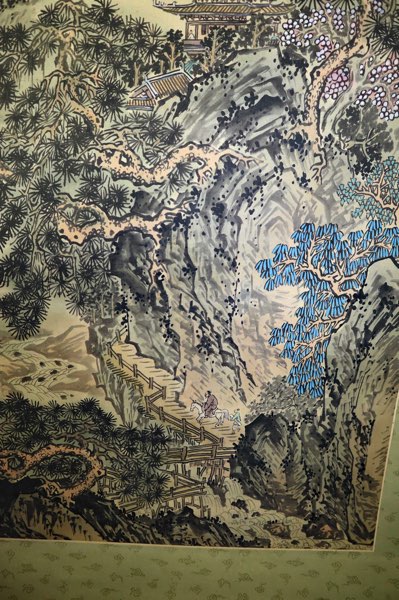 Asiatika Rollbild Kalligrafie Landschaft