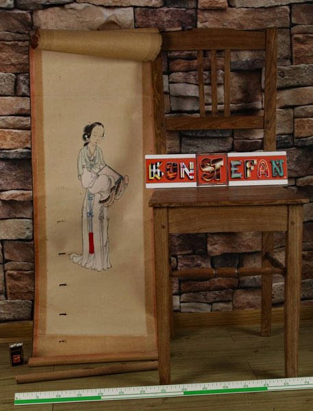 Asiatika Rollbild antik Malerei Frau 2