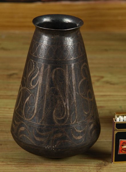 Asiatika Vase antik Eisen Bidri Indien