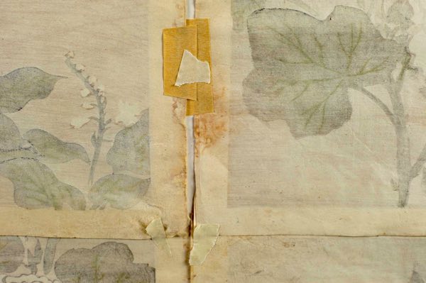 Asiatika vier Aquarelle antik Blumen