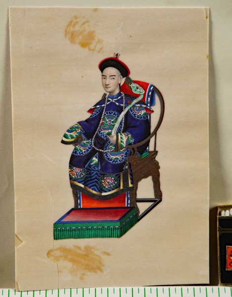 Malerei auf Reispapier sehr alt antik Portrait Kaiser Asiatika wohl China