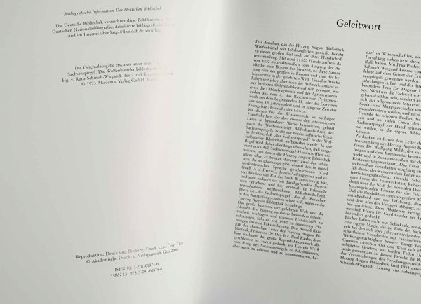 Faksimile Buch Wolfenbütteler Sachsenspiegel