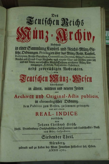 des Teutschen Reichs Münz Archiv 1761