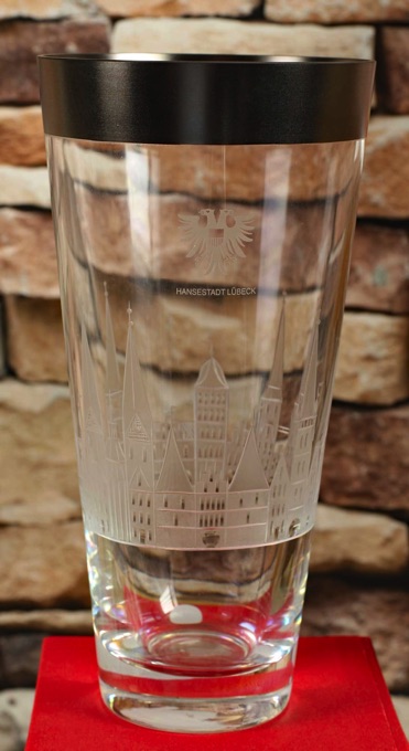Carl Rotter Kristallglas Designer Vase Hansestadt Lübeck Künstlervase 25cm hoch