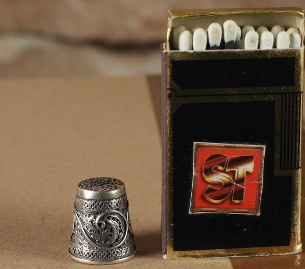 Fingerhut filigran Silber nach altem Muster Italien m Rechnung von 1992 thimble