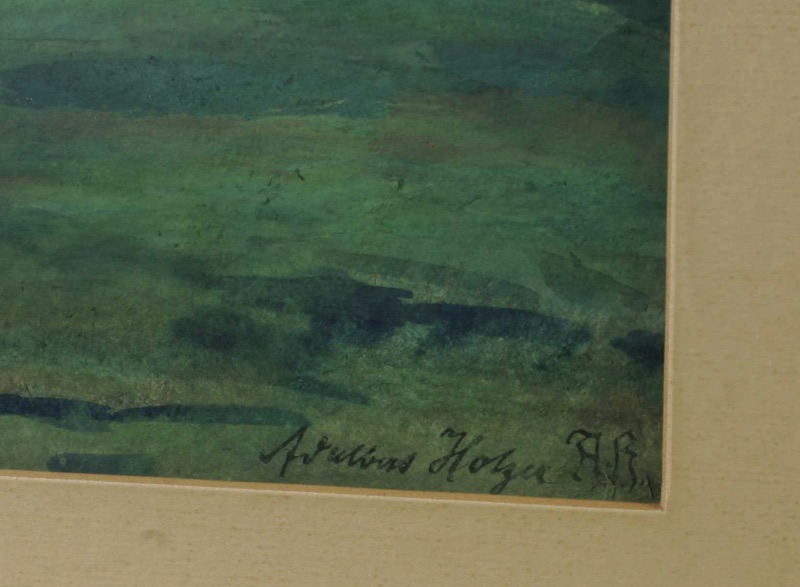 Adalbert Holzer antike Gouache Talgrund Häselgehr Lechtaler Alpen