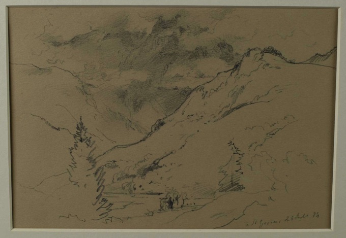 Adolf Johann Hoeffler Zuschreibung Zeichnung Saint Gervais antik 3