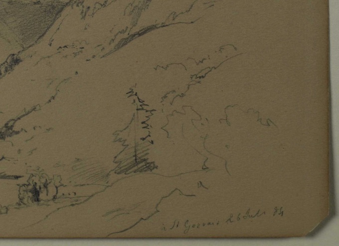 Adolf Johann Hoeffler Zuschreibung Zeichnung Saint Gervais antik 3