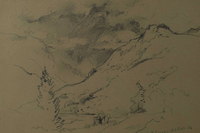 Adolf Johann Hoeffler Zuschreibung Zeichnung Saint Gervais antik 3