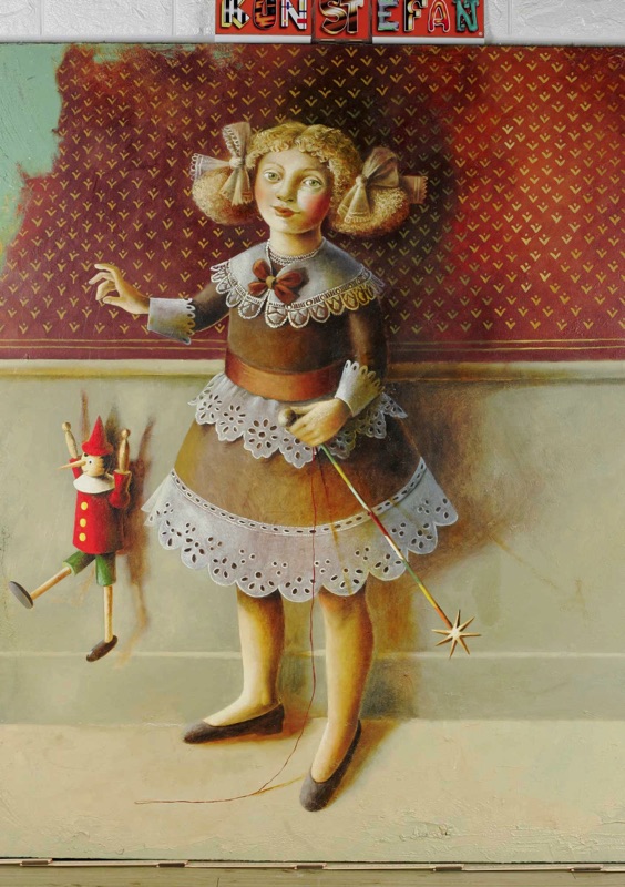 Allesandra Gasparini Ölgemälde Turkina Bambina Mädchen Marionette Pinocchio