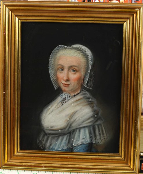 Altmeister Pastell Gemälde antik Portrait Dame Edeldame Biedermeier Gegenstück