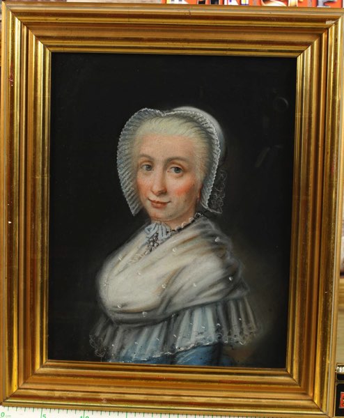 Altmeister Pastell Malerei Portrait Edeldame Biedermeier Gegenstück