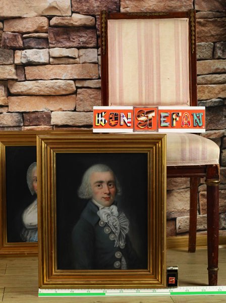 Altmeister Pastell Malerei Portrait Edelmann Biedermeier Gegenstück