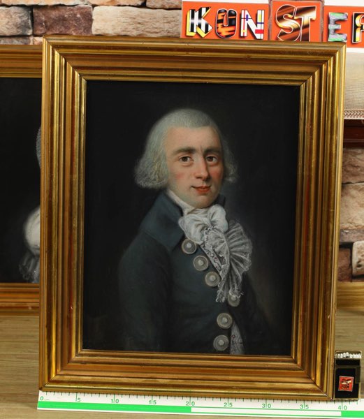 Altmeister Pastell Malerei Portrait Edelmann Biedermeier Gegenstück