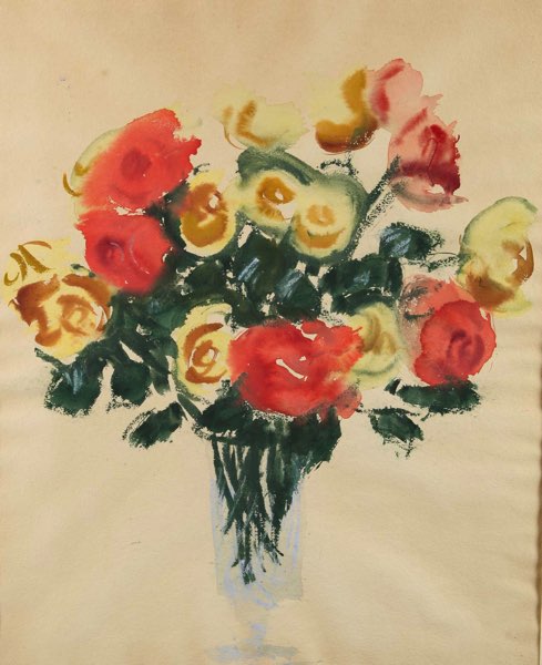 Aquarell Blumen Vase Blumenstrauss