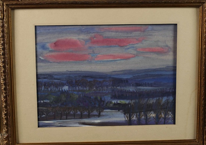 Aquarell Landschaft Abendrot expressiv