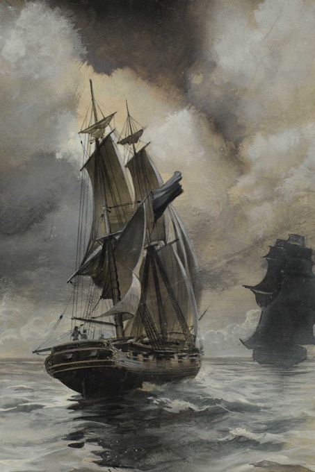Aquarell maritim Marine Galeonen