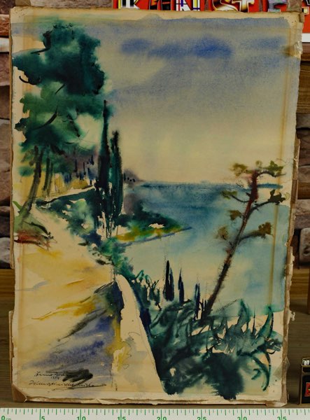 Braun dalmatinische Küste Aquarell 1954