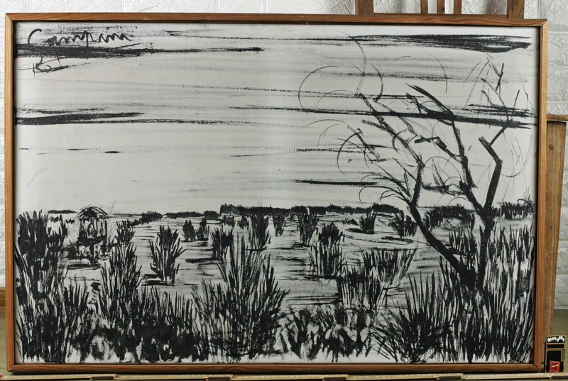 Campano Ölgemälde von 1962 Agachon en Camargue