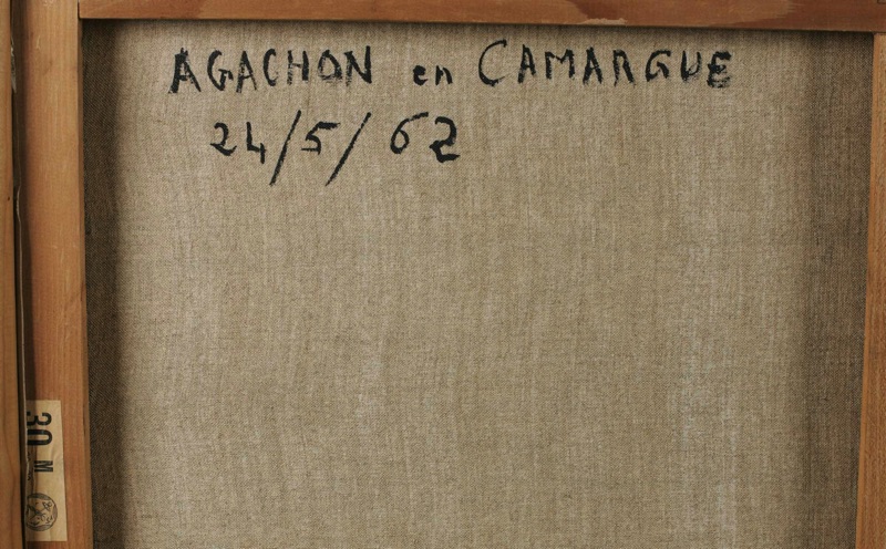Campano Ölgemälde von 1962 Agachon en Camargue