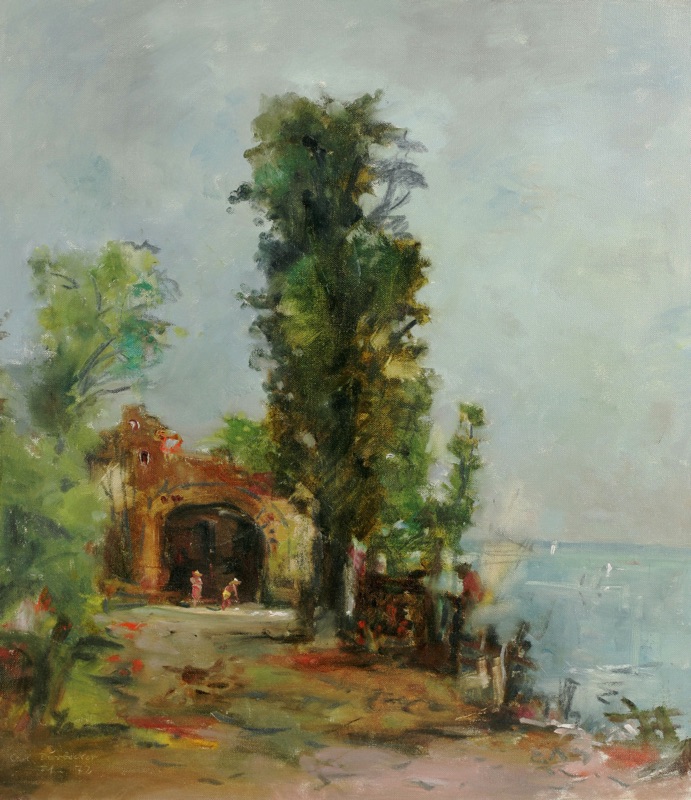 Carl Dörrbecker Ölgemälde Impressionist See Personen
