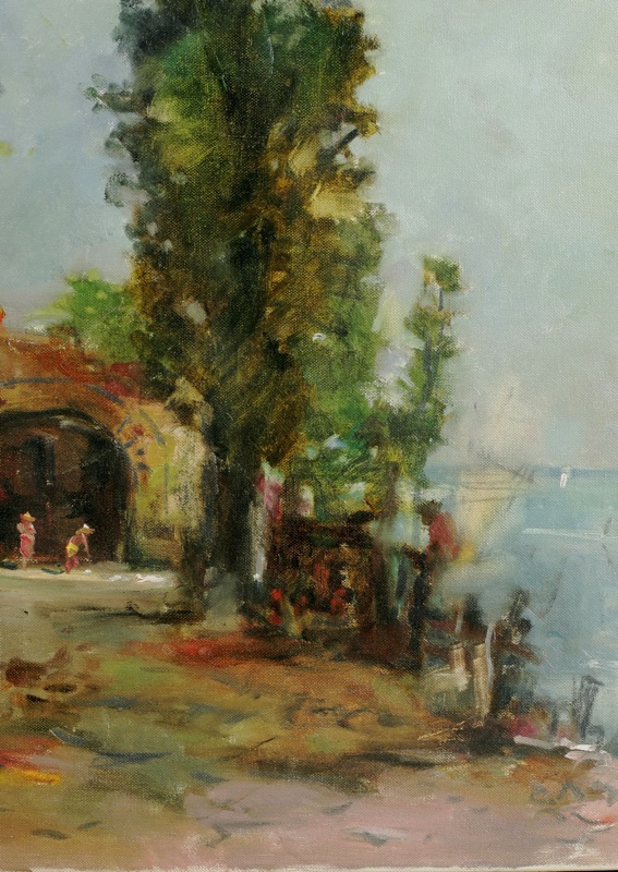 Carl Dörrbecker Ölgemälde Impressionist See Personen