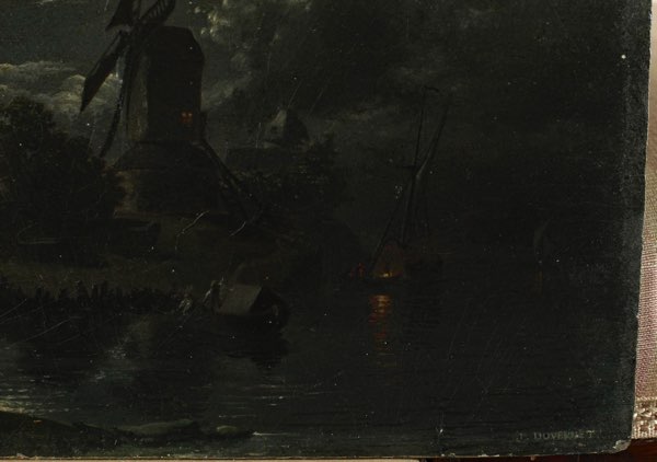 Charles Jules Duvent Ölgemälde antik Windmühle Nacht