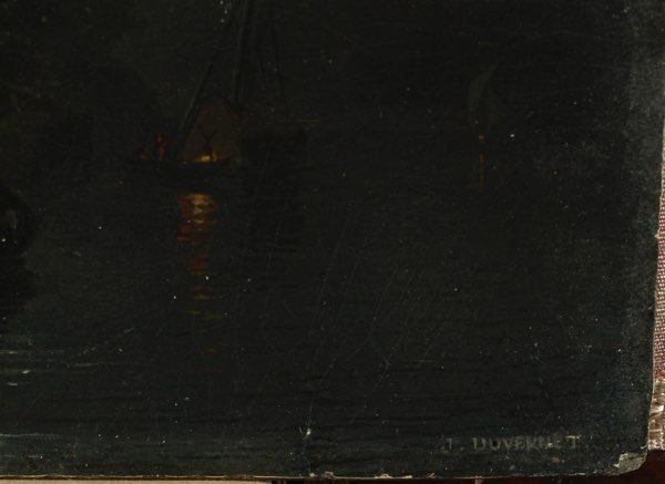 Charles Jules Duvent Ölgemälde antik Windmühle Nacht