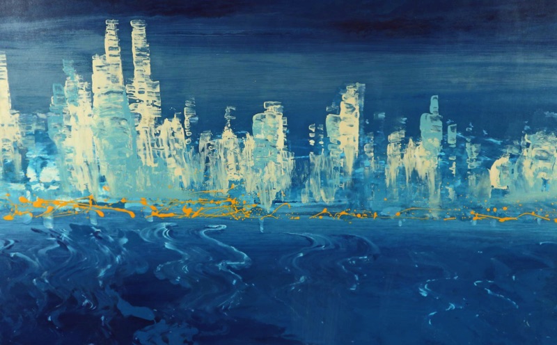 Christian Claerebout Acrygemälde skyline abstrakt