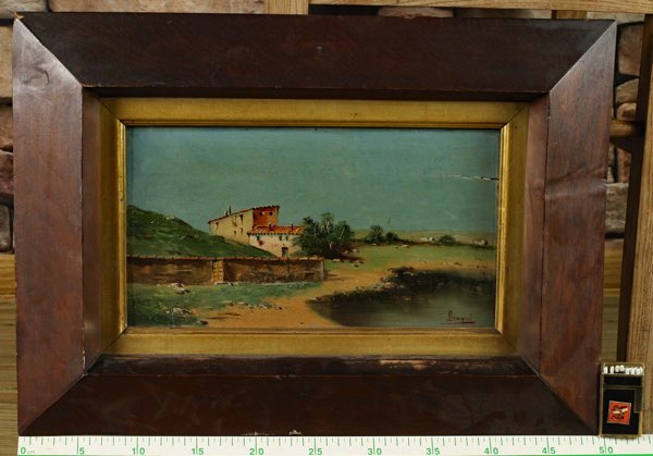 Carmen Diaque antikes Ölgemälde Landschaft See Josefina Diaque de Garcia Menci